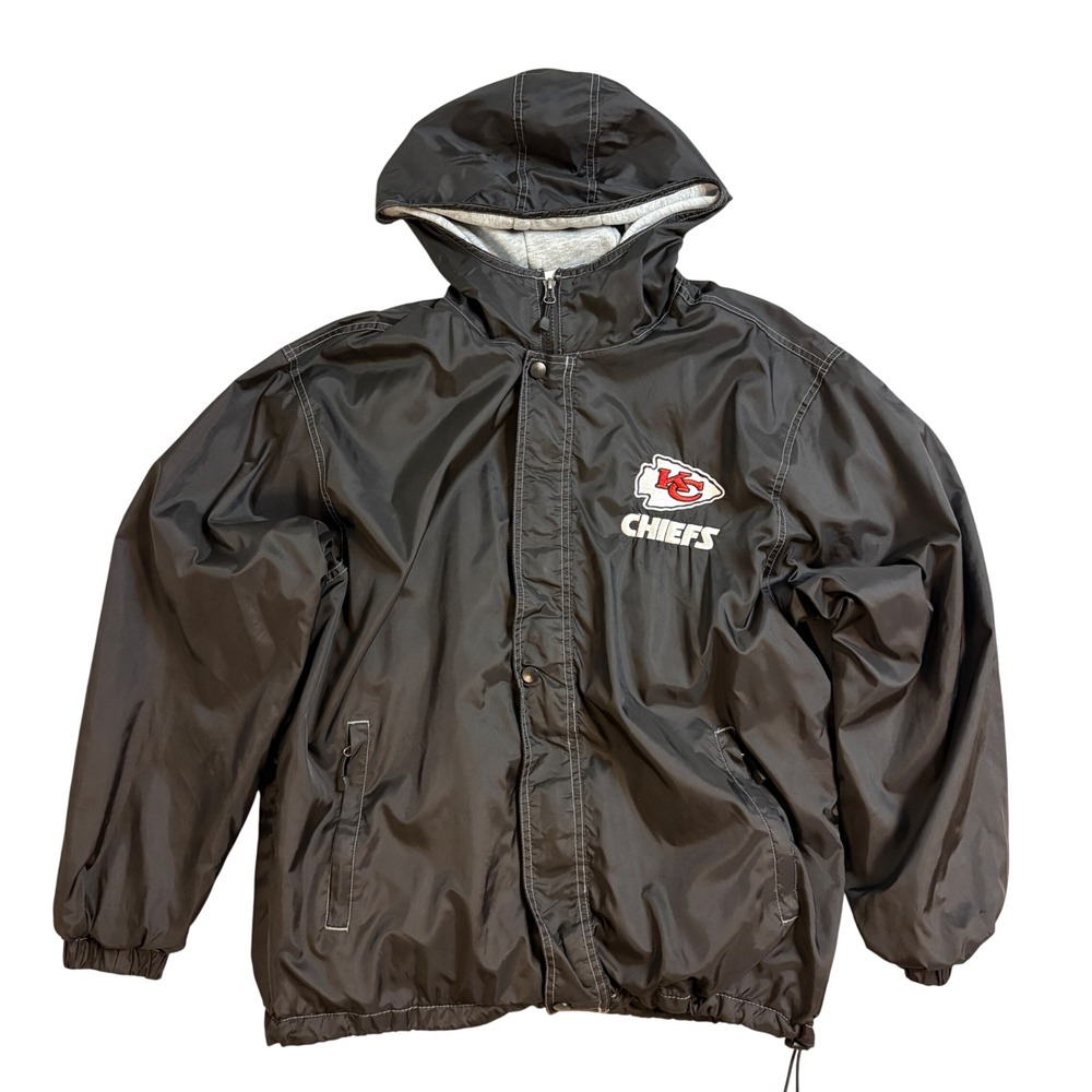 Kansas City Chiefs NFL Team Apparel Full Zip Nylon Hooded Jacket Men's Medium